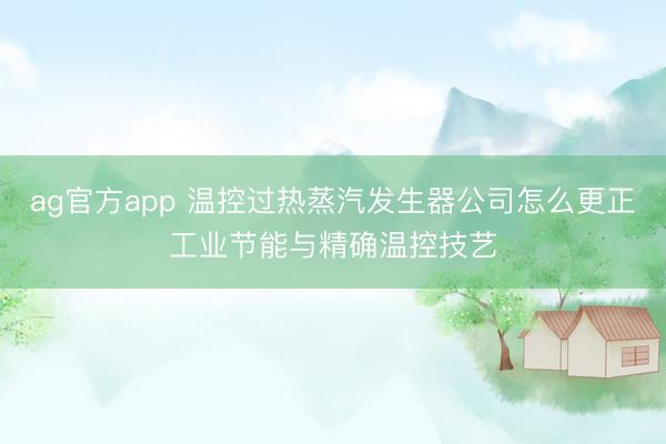 ag官方app 溫控過熱蒸汽發生器公司怎么更正工業節能與精確溫控技藝