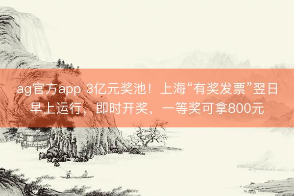 ag官方app 3億元獎池!上海“有獎發票”翌日早上運行,即時開獎,一等獎可拿800元