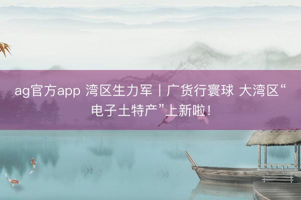 ag官方app 灣區(qū)生力軍丨廣貨行寰球 大灣區(qū)“電子土特產(chǎn)”上新啦！